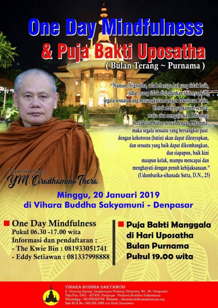 One Day Mindfulness & Puja Bakti Uposatha