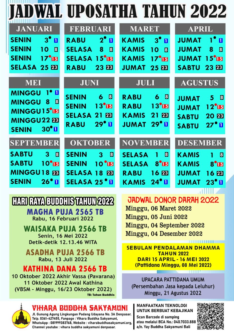 JADWAL UPOSATHA 2022